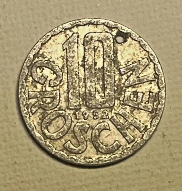 1952 Austria 10 Groschen Coin