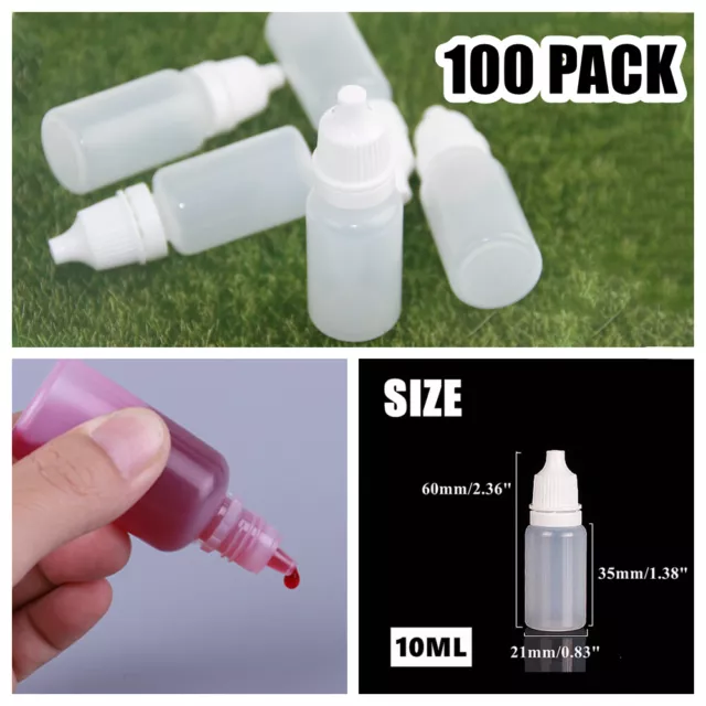 100x Empty Plastic Squeezable Dropper Bottle Essence Oils Liquid Eye Drops 10ML