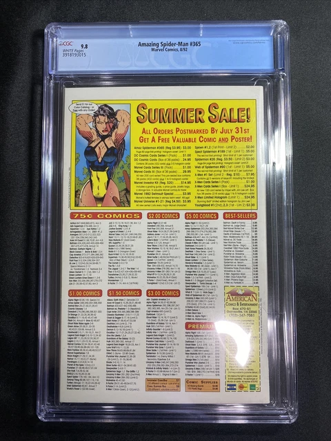 The Amazing Spider-Man #365 Cgc 9.8 1St Appearance 2099 Spiderverse Marvel Miles 3