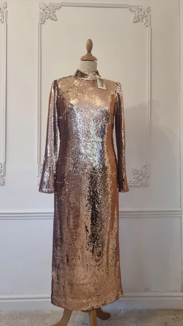 long sleeve satin bridesmaid dress Pure Glamour Long Sleeve Satin Maxi Dress (Gold)  NanaMacs