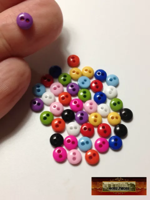 M00232-MIX MOREZMORE 50 Tiny 5 mm 5mm Miniature Buttons Mini Doll Baby