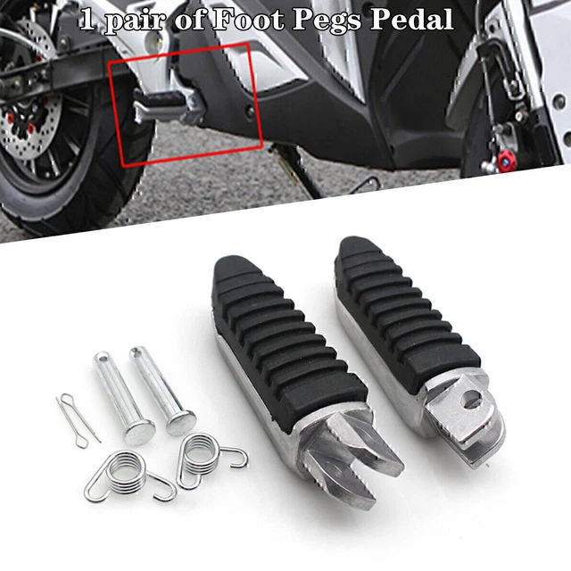 1Pair Retro Motorcycle Universal Foot Pegs Forefoot Pedals 8MM Aluminum + Rubber