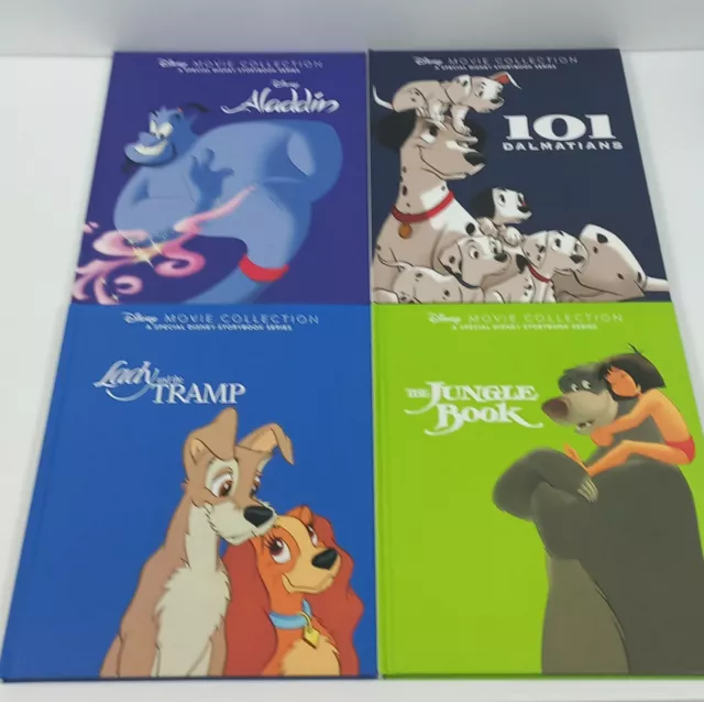 4 x Disney Movie Collection Hardcover The Jungle Book Aladdin 101 Dalmations