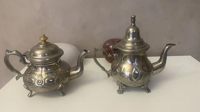 Théière Marocaine En Laiton - 350 Ml Gravée Main à Fès - Pour Thé à La Menthe Et Cérémonies