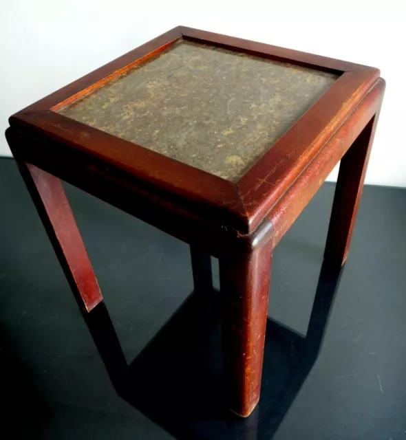 Socle en bois et pierre de réve marbre Chine Old chinese stand marble stone