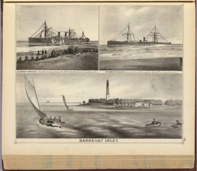 1878 NEW JERSEY ATLAS ATLANTIC CITY SHORE COAST maps old BOARDWALK DVD S9