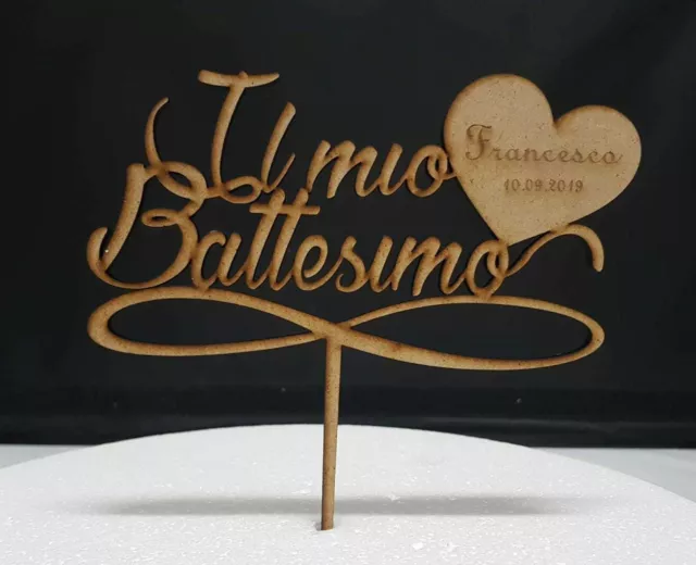 Il mio Battesimo Topper Cake Personalizzato in legno