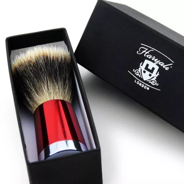 Men's 100% Silver Tip Badger Hair Shaving Brush in RED TAPPER Handle HARYALI