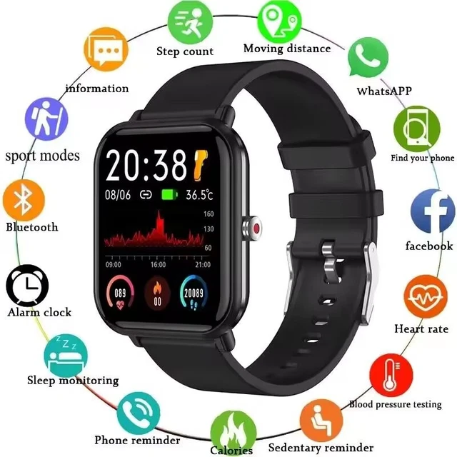 SMART WATCH FITNESS Tracker Blood Pressure Heart Rate Men Women Sport ...