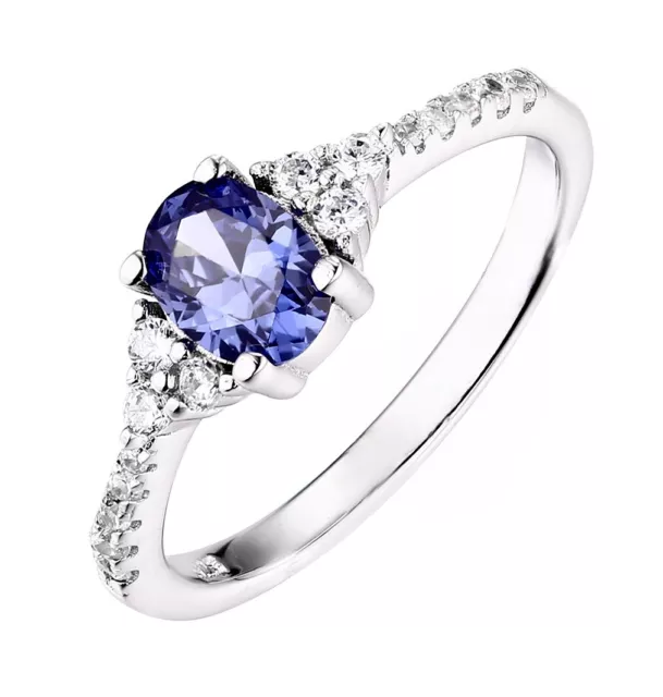 925 Sterling Silver 1.50ct Tanzanite Cz Oval Engagement Ring size J to S
