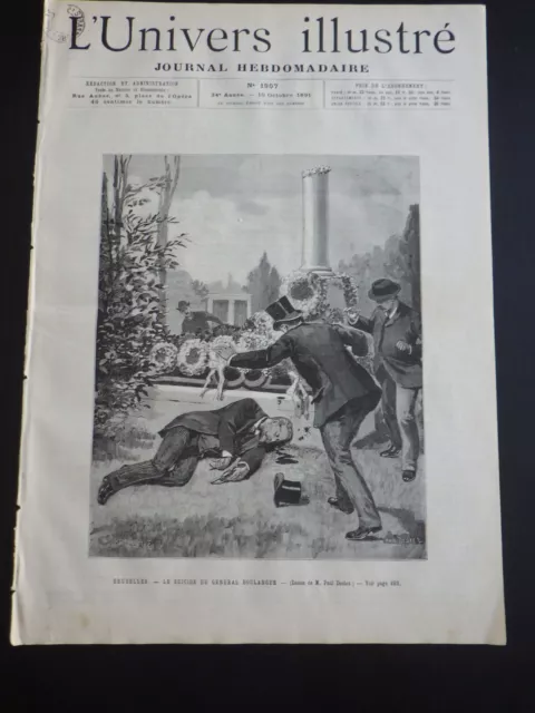 L'UNIVERS ILLUSTRE 1891 (Nr 1907) Le Suicide du Général Boulanger