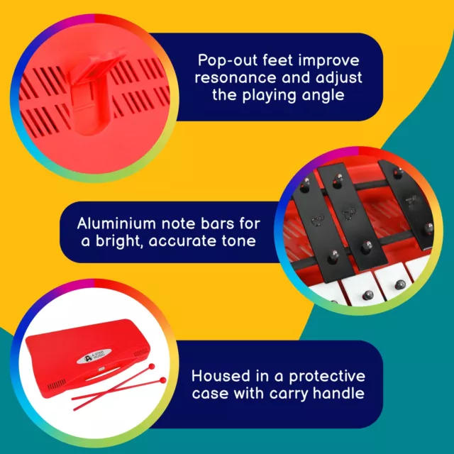 Chromatic Glockenspiel 25 Notes, 2 Octaves G5-G7 with Beaters and Case - A-Star 3