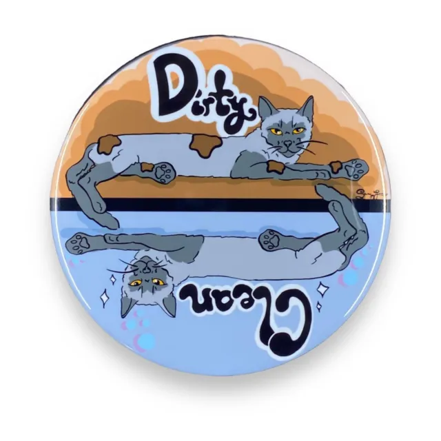 Blue Siamese Cat Dishwasher Magnet Clean Dirty Sign Kitchen Decor 3.5" Handmade