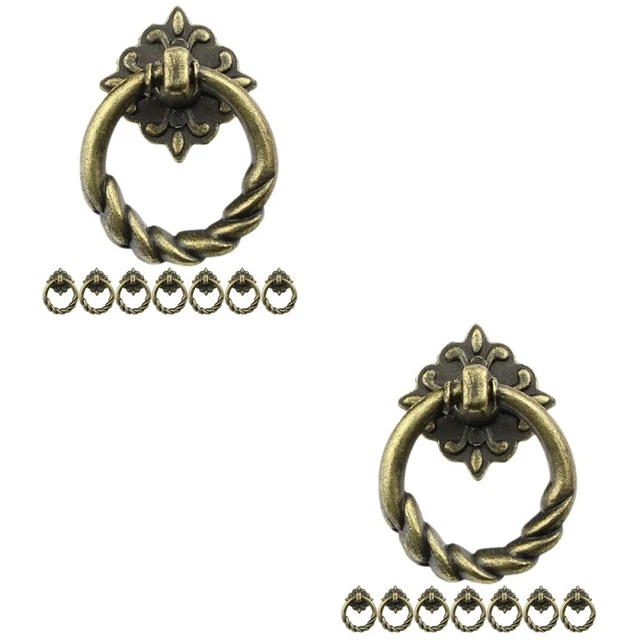 16 piezas Manijas de tirón antiguas de mango de metal Mini anillo Tira de anillo de tracción para