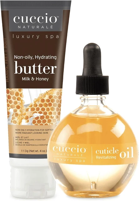 CUCCIO Idratazione latte e miele essenziali - 73 ml olio di cuticola e burro 4 once