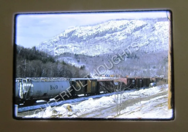 Original '70 Kodachrome Slide BM Boston Maine Train action B&O Cylindrical 34H13