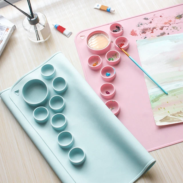 Silicone Craft Mat Silicone Painting Sheet with Palette Cup Tool Holder ~