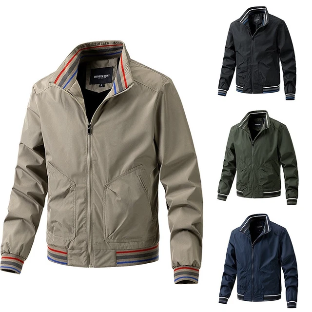 Manteau moderne à manches longues de poche pour hommes zippé support collier v