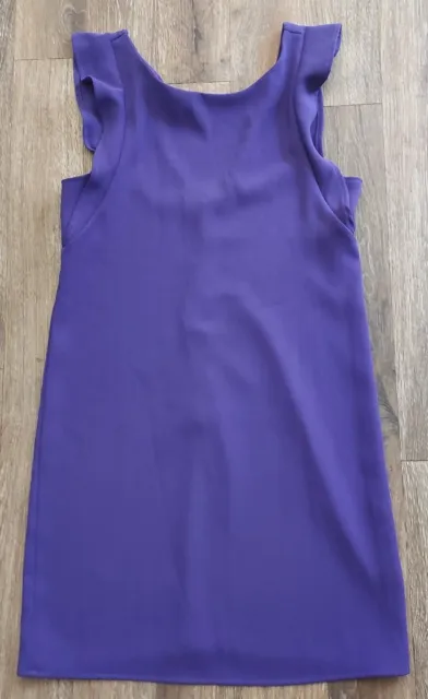 Everly Womens Purple Flutter Sleeveless Shift Dress Scoop Neck XS Small