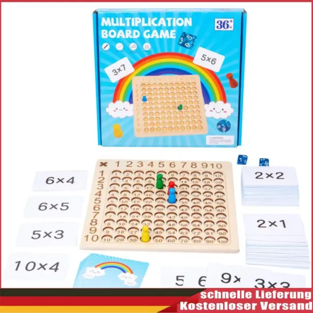 Fiorky Montessori Multiplikationsbrett,Multiplikationslehrmittel Spiel, Holz Mul