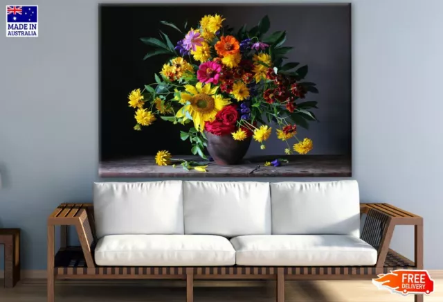 Colorful Flower Vase Photograph Wall Canvas Home Decor Australian Made Quality