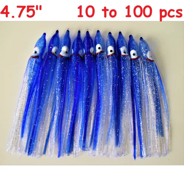 10-100 PCS 4.75 Hoochie Squid Skirts Pink/white Fishing Lures