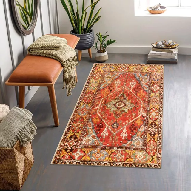 Boho Trible Throw Rugs 2x4.3 LEEVAN Persian Oriental Floral Hallway Runners Non-