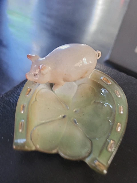 Ancienne épingle à Poche Porte-bonheur – Trèfle émaillé – Vintage