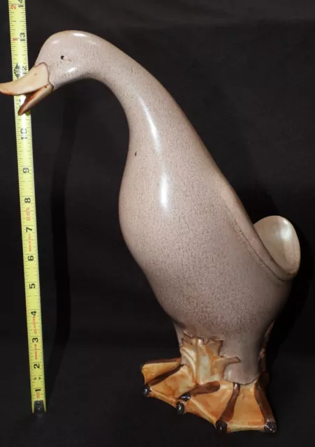 Antique Large Light Brown Glazed Porcelain Duck or Goose 13" Tall 11