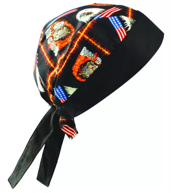 2 Pack Occunomix Tuff Nougies Tie Hat- "Born To Ride" Doo Rag - Tn5-Mot
