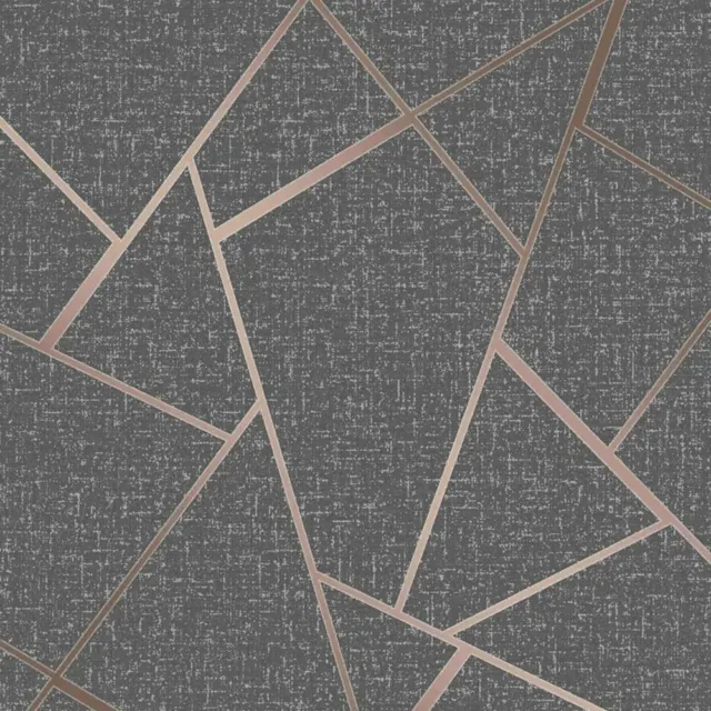 Fine Decor Quartz Fractal Geometric Metallic Wallpaper Rose Gold Silver Charcoal