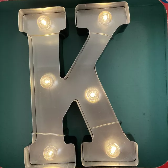 Light up Silver Metal MARQUEE LETTER K, no box, FREE batteries 3