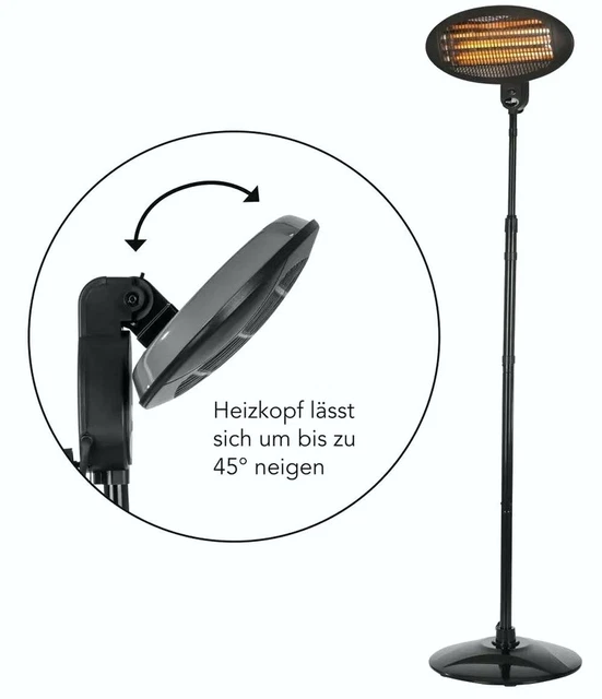 Lentz Terrassen Innenraum TURBO Quarz Heizstrahler Stand Fuß 3 Stufen 2000W IPX4