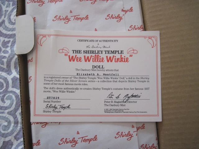  Shirley Temple "Wee Willie Winkie" Danbury Mint 14" Porcelain Doll NIB w/Stand 7