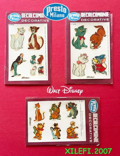 aristogatti disney decalcomanie decorative vintage 70 presto milano lotto 3 pz