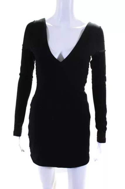 Rag & Bone Womens Black Open Back Drape Long Sleeve Wiggle Dress Size 2