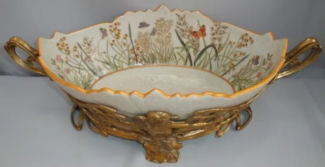 Centre de table Fruitier Papillon Fleur Style Art Deco Style Art Nouveau Porcela