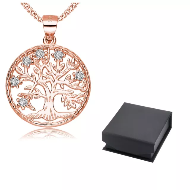 Baum des Lebens Anhänger 925 Sterling Silber Rosegold Kette Geschenke für Frauen