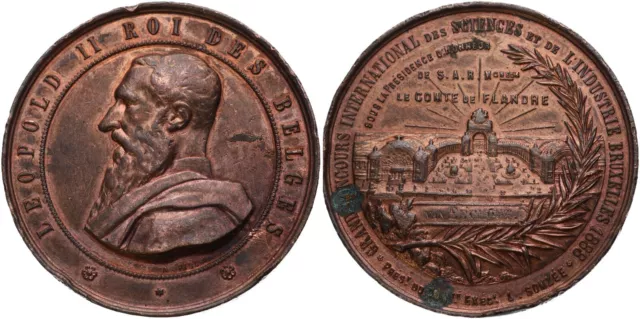 Medaille - Belgien - Leopold II Roi des Belges - Flandre 1888 Brüssel Industrie