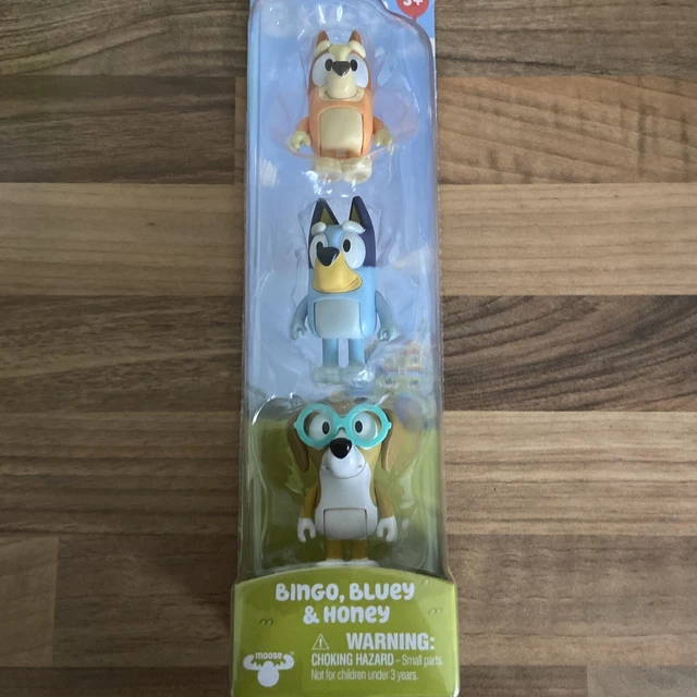BLUEY FRIENDS BINGO Bluey Honey Figures 3 Pack Brand New £10.99