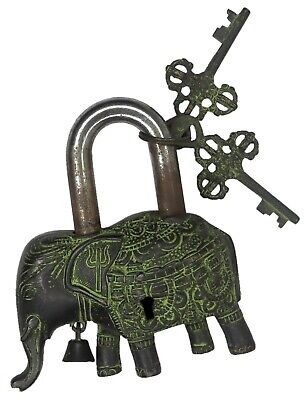 Elephant Shape Antique Vintage Style Door Lock Handmade Brass Padlock Home Décor 3