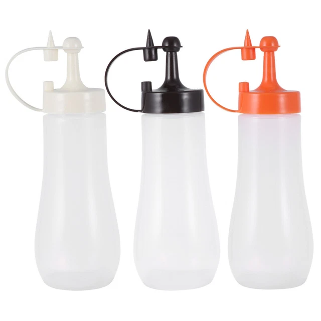 Set De 3 Bouteilles Souples Pour Mayonnaise, Ketchup, Moutarde - 700 Ml - Blanc, Rouge, Jaune - Avec Entonnoir