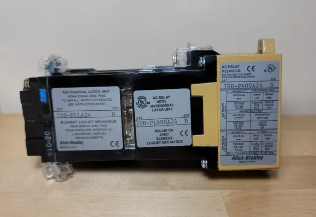 Allen-Bradley 700-PL400A24 AC Relay w/ Mechanical Latch Type P 24V 60Hz
