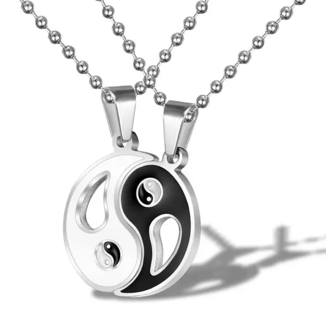 Chinese Yin Yang Tai Chi Eight Trigrams Stainless Steel Pendant Couple Necklaces