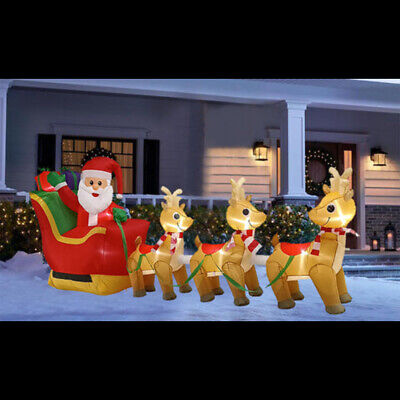 10Ft Christmas Led Inflatable Santa Sleigh & Reindeers