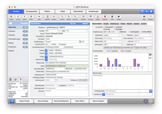 gFM-Business Light ERP-Software mit CRM und Faktura für Apple Mac, PC und iOS 3