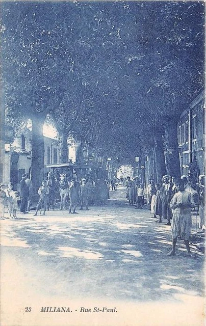 CPA ALGERIE MILIANA RUE SAINT PAUL (street diligence cliché not common