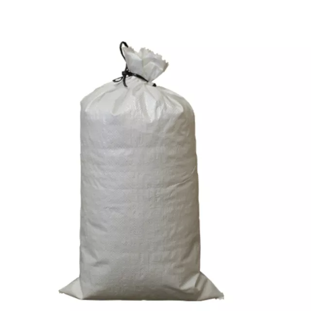 Pack of 75 Yuzet White PP Sand Bags With Ties Flood Protection Sack Sandbag