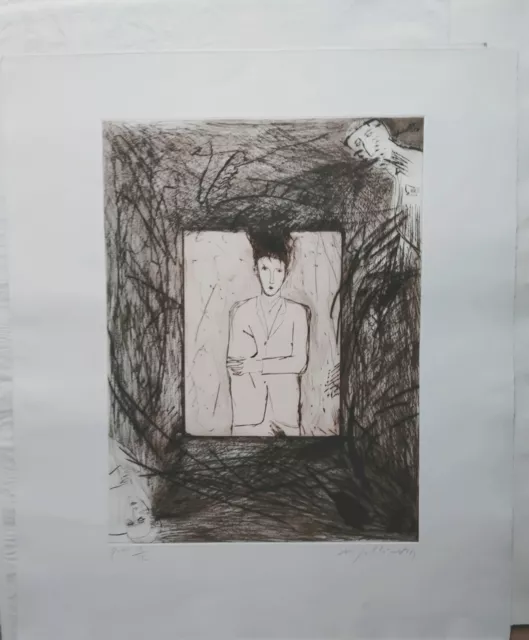 Paladino Mimmo. "Solo solo" 1984. Puntasecca. Pd'A: 12/12. Cm.91x78. Grafica Uno