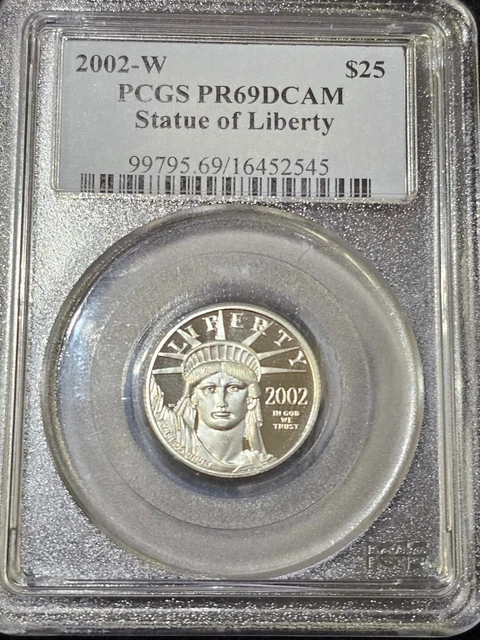 2002 W $25 1/4 oz Platinum Pt Eagle Proof Statue of Liberty PCGS PR 69 DCAM PF